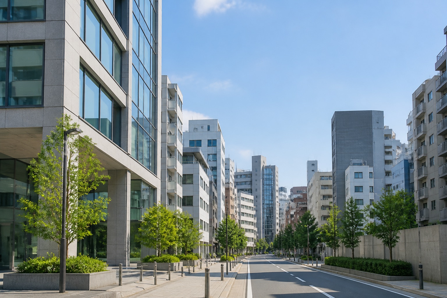 都市の街並みと不動産をイメージした建物写真